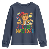 Funny Mexican Cat Christmas Youth Sweatshirt Feliz Navidad Sombrero Kitty Xmas - Wonder Print Shop