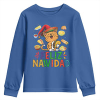 Funny Mexican Cat Christmas Youth Sweatshirt Feliz Navidad Sombrero Kitty Xmas - Wonder Print Shop