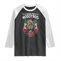 Our Lady of Guadalupe Raglan Shirt Virgin Mary Mexican Flag - Wonder Print Shop