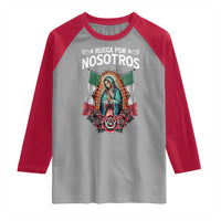 Our Lady of Guadalupe Raglan Shirt Virgin Mary Mexican Flag - Wonder Print Shop