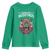 Our Lady of Guadalupe Youth Sweatshirt Virgin Mary Mexican Flag - Wonder Print Shop