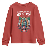 Our Lady of Guadalupe Youth Sweatshirt Virgin Mary Mexican Flag - Wonder Print Shop