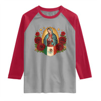 Our Lady of Guadalupe Mexican Flag Raglan Shirt - Wonder Print Shop