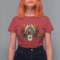 Our Lady of Guadalupe Mexican Flag T Shirt For Women - Wonder Print Shop