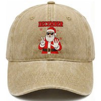 December 25 Washed Cotton Baseball Cap Funny Santa Says Christmas