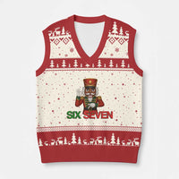67 Six Seven Black Nutcracker Christmas Meme V-Neck Knit Sweater Vest - Wonder Print Shop
