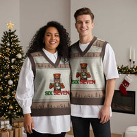 67 Six Seven Black Nutcracker Christmas Meme V-Neck Knit Sweater Vest - Wonder Print Shop