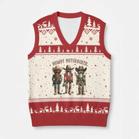 Nutcracker Cowboy Christmas Western Country Howdy V-Neck Knit Sweater Vest - Wonder Print Shop