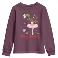 Black Nutcracker Ballet Youth Sweatshirt Merry Christmas - Wonder Print Shop