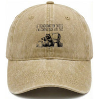 Funny Drunk Raccoon Washed Cotton Baseball Cap Trashed Panda Meme TS14