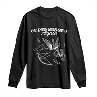 Funny Anti Valentine Long Sleeve Shirt Cupid Missed Again - Wonder Print Shop