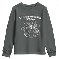 Funny Anti Valentine Youth Sweatshirt Cupid Missed Again - Wonder Print Shop