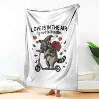 Funny Raccoon Scooter Anti Valentine Throw Blanket Love Is In The Air Try Not To Breathe - Wonder Print Shop
