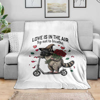 Funny Raccoon Scooter Anti Valentine Throw Blanket Love Is In The Air Try Not To Breathe - Wonder Print Shop