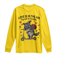 Funny Raccoon Scooter Anti Valentine Long Sleeve Shirt Love Is In The Air Try Not To Breathe - Wonder Print Shop