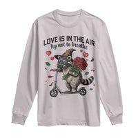 Funny Raccoon Scooter Anti Valentine Long Sleeve Shirt Love Is In The Air Try Not To Breathe - Wonder Print Shop