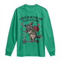 Funny Raccoon Scooter Anti Valentine Long Sleeve Shirt Love Is In The Air Try Not To Breathe - Wonder Print Shop