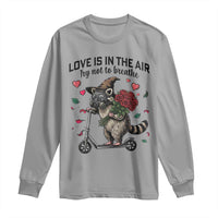 Funny Raccoon Scooter Anti Valentine Long Sleeve Shirt Love Is In The Air Try Not To Breathe - Wonder Print Shop
