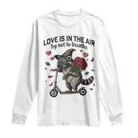 Funny Raccoon Scooter Anti Valentine Long Sleeve Shirt Love Is In The Air Try Not To Breathe - Wonder Print Shop