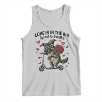 Funny Raccoon Scooter Anti Valentine Tank Top Love Is In The Air Try Not To Breathe - Wonder Print Shop
