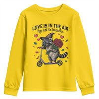 Funny Raccoon Scooter Anti Valentine Youth Sweatshirt Love Is In The Air Try Not To Breathe - Wonder Print Shop
