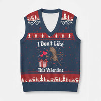 Marcus The Worm Meme V-Neck Knit Sweater Vest Funny Anti Valentines Day Sarcastic - Wonder Print Shop