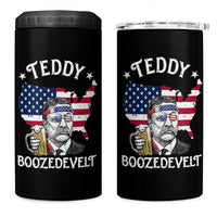 Teddy Boozedevelt Theodore Roosevelt 4 in 1 Can Cooler Tumbler 4th Of July American Flag