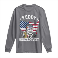 Teddy Boozedevelt Theodore Roosevelt Long Sleeve Shirt 4th Of July American Flag
