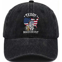 Teddy Boozedevelt Theodore Roosevelt Washed Cotton Baseball Cap 4th Of July American Flag