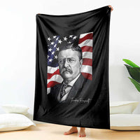 Theodore Roosevelt Patriotic American Flag President Throw Blanket