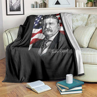 Theodore Roosevelt Patriotic American Flag President Throw Blanket