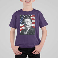 Theodore Roosevelt Patriotic American Flag President T Shirt For Kid