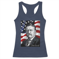 Theodore Roosevelt Patriotic American Flag President Racerback Tank Top