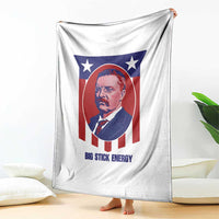 Theodore Roosevelt Patriotic American Flag Throw Blanket Big Stick Energy President