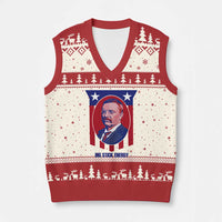 Theodore Roosevelt Patriotic American Flag V-Neck Knit Sweater Vest Big Stick Energy President