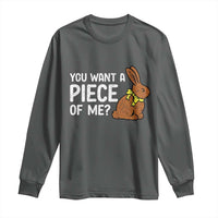 You Want A Piece Of Me Long Sleeve Shirt Funny Easter Chocolate Bunny