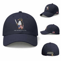 Flight was Never an Option Baseball Cap Funny Penguin Knife Sarcastic American Flag