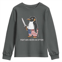 Flight was Never an Option Youth Sweatshirt Funny Penguin Knife Sarcastic American Flag