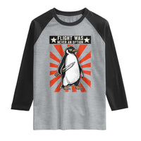 Flight was Never an Option Raglan Shirt Funny Penguin Knife Sarcastic