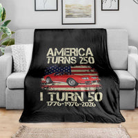 America Turns 250 I Turn 50 1976 50th Birthday Throw Blanket Sports Car Retro Americana