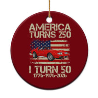 America Turns 250 I Turn 50 1976 50th Birthday Ceramic Ornament Sports Car Retro Americana