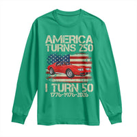 America Turns 250 I Turn 50 1976 50th Birthday Long Sleeve Shirt Sports Car Retro Americana