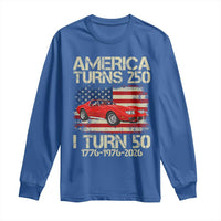 America Turns 250 I Turn 50 1976 50th Birthday Long Sleeve Shirt Sports Car Retro Americana