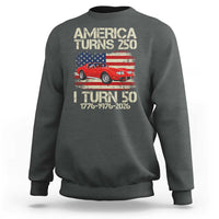 America Turns 250 I Turn 50 1976 50th Birthday Sweatshirt Sports Car Retro Americana