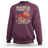 America Turns 250 I Turn 50 1976 50th Birthday Sweatshirt Sports Car Retro Americana