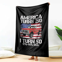 America Turns 250 I Turn 50 1976 50th Birthday Throw Blanket Vintage Classic Original American Old Pickup Truck