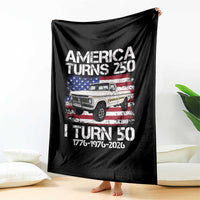 America Turns 250 I Turn 50 1976 50th Birthday Throw Blanket Vintage Classic Original American Old Pickup Truck