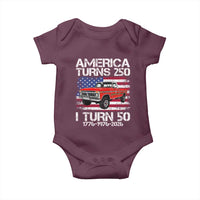 America Turns 250 I Turn 50 1976 50th Birthday Baby Onesie Vintage Classic Original American Old Pickup Truck