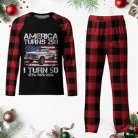 America Turns 250 I Turn 50 1976 50th Birthday Plaid Pajama Set Vintage Classic Original American Old Pickup Truck