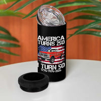 America Turns 250 I Turn 50 1976 50th Birthday 4 in 1 Can Cooler Tumbler Vintage Classic Original American Old Pickup Truck